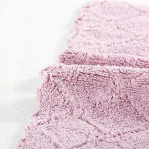 Thickened coral fleece kitchen cleaning towel, soft absorbent dish rag for household.