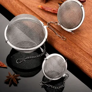 Stainless steel spice infuser ball for soup seasoning mesh strainer with chain kitchen tool