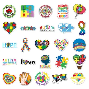 Autismo consapevolezza adesivi impermeabili fai da te colorato puzzle disegni per valigia