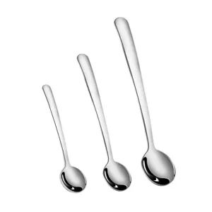 Set of 3 stainless steel spoons, mini coffee mixing spoons and condiment salt spoons.