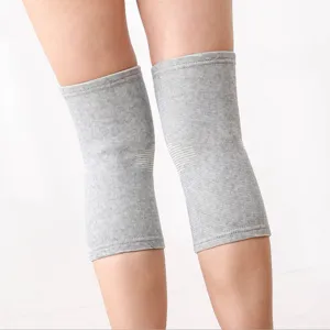 Calentadores de rodilla de punto gris para hombres y mujeres, mangas de soporte elásticas.