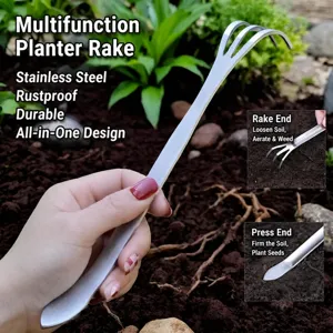 Herramienta de Jardinaje Rastrillo para Bonsai de Acero Inoxidable de Doble Cabeza