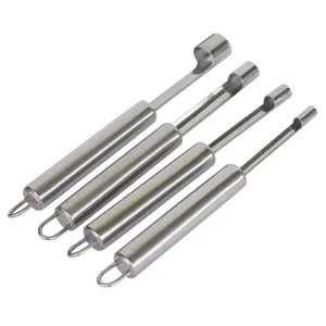 Stainless steel fruit corer set of 4, perfect for hawthorn and jujube pitting kitchen tool.