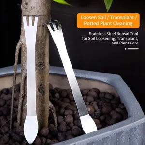 Rastrillo para bonsái de acero inoxidable herramienta para aflojar suelo de plantas en maceta.