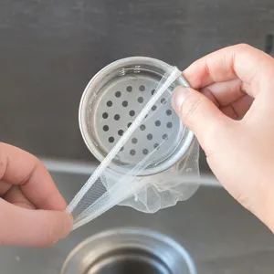 Disposable kitchen sink filter mesh bag for food waste catcher and drainage strainer net.