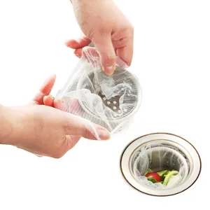 Disposable kitchen sink mesh strainer bag for food waste catcher and drainage filter net.