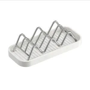 Stainless steel soap dish holder with draining wire rack for bathroom and kitchen home use