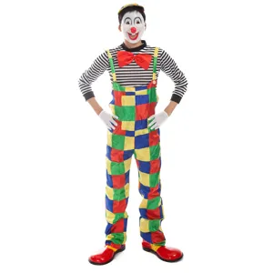 Ensemble de Costume de Clown Unisexe pour Adultes Rayé Coloré pour Carnaval Fête Cosplay Spectacle de Scène