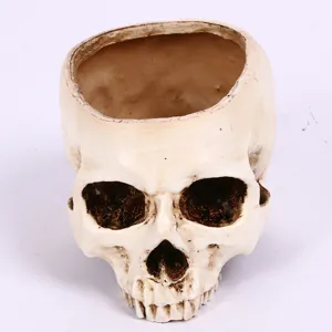 Resin Skull Planter Halloween Hollow Human Head Skeleton Pot Flower Pot Ashtray Decoration