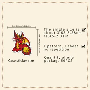 Cute dragon stickers pack 50pcs waterproof cartoon dinosaur decals for luggage laptop.