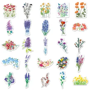 Dettagli adesivi fiori selvatici acquerello, vari design floreali, decalcomanie DIY impermeabili.