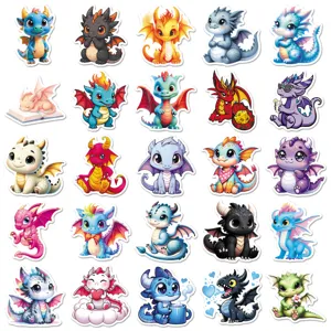 Cute cartoon dragon stickers waterproof dinosaur decals for storage box decoration details