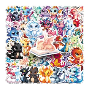 50pcs cute cartoon dragon stickers waterproof vinyl decals for laptop water bottle luggage