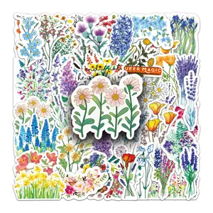 50 Pcs Adesivi Floreali Adesivi Estetici di Piante Doodle per Valigia Skateboard DIY