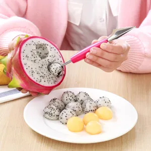 Cuillère à melon en acier inoxydable et couteau à sculpter outil double usage pour fruits et desserts
