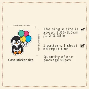 Cute cartoon penguin stickers pack, 50pcs waterproof vinyl decal for phone case and luggage.