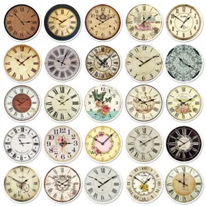 Pegatinas de reloj retro vintage impermeables decorativas DIY para funda de movil maleta 50pcs