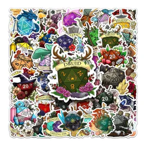 50 Pcs DND Dice Stickers Set Waterproof Vinyl Decal for Laptop Luggage Phone Case Decor