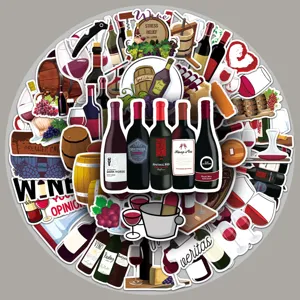 Red Wine Theme Waterproof Decorative Stickers Creative Wine Bottle Skateboard Luggage Water Bottle Decals