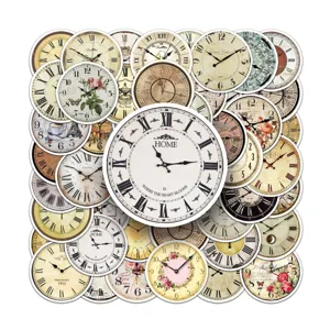 Conjunto de pegatinas retro de reloj vintage, calcomanías impermeables para funda y maleta.