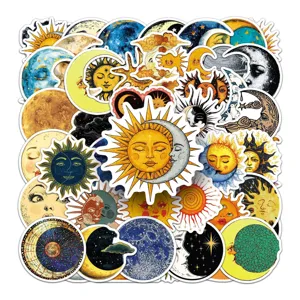50pcs Vintage Celestial Sun Moon Stickers Cosmic Galaxy Aesthetic Decals for Phone Laptop
