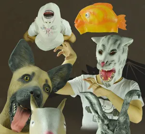 Halloween gruselige Latex Masken Party Tier Kostüm Requisiten lustiger Wolf Hund Fisch Katze
