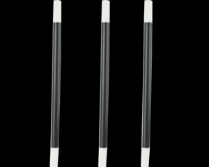 Black and white magic wand detail shot, plastic jazz performance baton prop for party events.