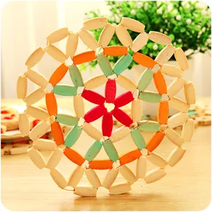 Bamboo Heat Insulation Mat Non-Slip Table Trivet Wooden Pot Holder Round Tablecloth Protector Kitchen Dining Decor
