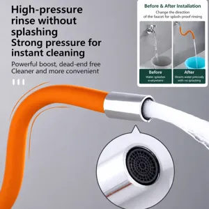 Tubo di prolunga flessibile universale per rubinetto con design anti-schizzo per la cucina.