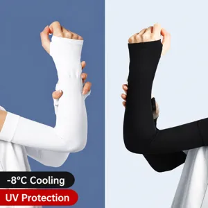 Unisex ice silk sun protection arm sleeves for outdoor driving and summer sports daily use.