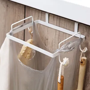 Japanese over cabinet trash bag holder white iron kitchen garbage rack storage tool