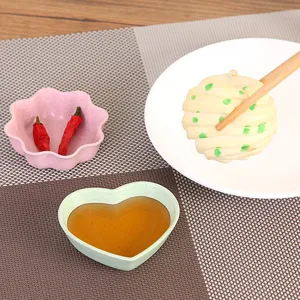 Wheat straw small dish creative cute heart flower shaped sauce dish tableware set for kitchen