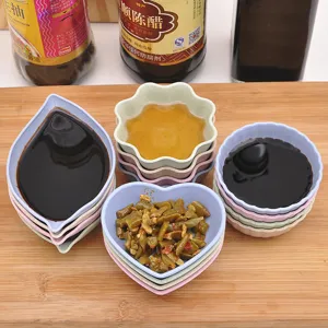 Wheat straw small sauce dish set, creative leaf heart flower shaped bowls for dining table.