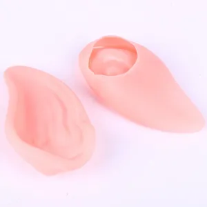 Soft pink silicone elf ears for cosplay, realistic anime prop costume accessories