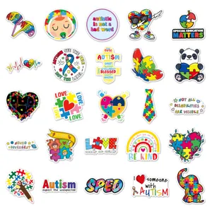 Autismo consapevolezza adesivi impermeabili in vinile colorato puzzle cuore per valigia