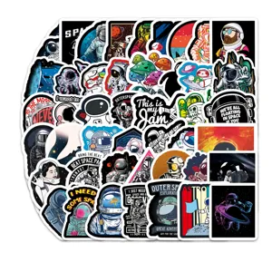 54 Pièces Autocollants Espace Astronautes Dessin Animé Étanche Vinyle pour Valise Ordinateur