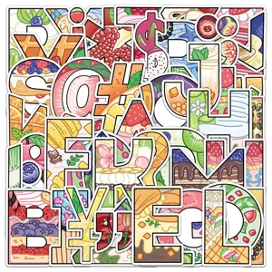 Cute cartoon fruit dessert alphabet graffiti waterproof stickers for DIY luggage case diary decor.