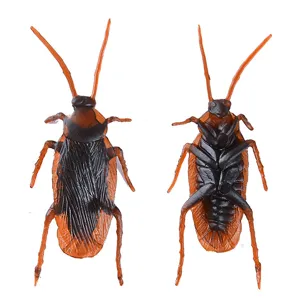 Detailopname van kunststof neppe kakkerlak, realistisch insectenaccessoire voor grappen.