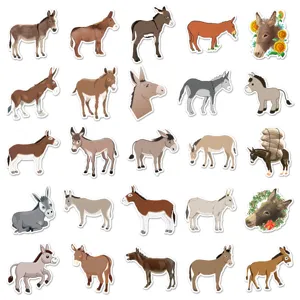 50pcs cute cartoon donkey stickers waterproof vinyl DIY decals for phone case luggage laptop.