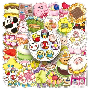 50 pcs cute macaron dessert cartoon stickers waterproof diy for phone case luggage journal decor