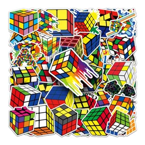 50pcs autocollants graffiti rubik cube imperméables DIY pour coque de téléphone valise.