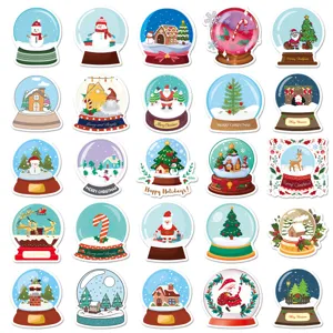 Weihnachtliche Schneekugel Sticker Set wasserdichte Cartoon Aufkleber fuer Laptop