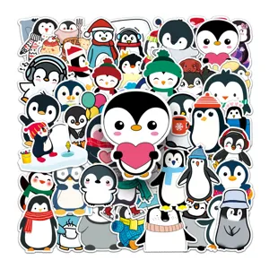 50pcs cute cartoon penguin stickers waterproof vinyl decal for phone case luggage DIY