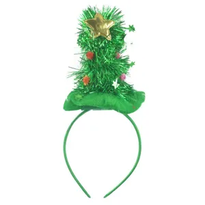 Christmas tree headband green tinsel star party costume holiday hair hoop festival decor
