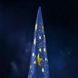 Blue wizard hat with gold stars, perfect for Halloween parties and magical stage performances.