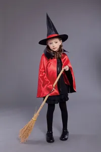 Costume da Strega per Bambini di Halloween Mantello Reversibile in Raso Con Cappello da Strega Abbigliamento per Festa Gioco di Ruolo Spettacolo Mantello per Ragazzi Ragazze