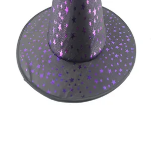 Chapeau de sorcière d'Halloween chapeau magique avec étoiles violettes accessoire fête