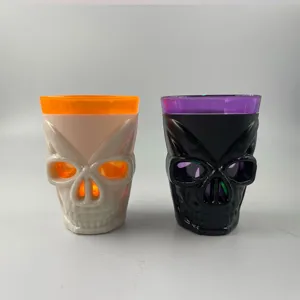 Set di tazze teschio luminose di Halloween, perfette per bar, feste e decorazioni.