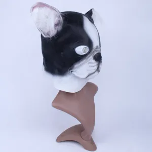 Halloween funny dog latex mask party animal costume headgear black and white pet prop