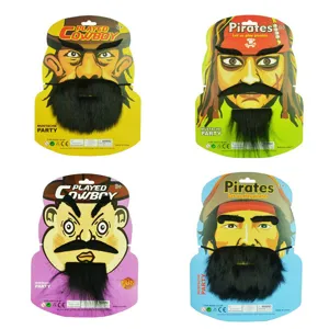 Halloween Pirate Cowboy Moustache Sourcils Barbe Accessoires de Déguisement en Fibre Artificielle Peluche Cheveux Faciaux pour Fête